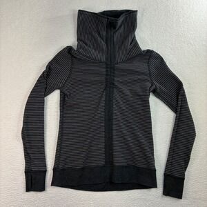 Lululemon In A Cinch Pullover Women 6 Gray Reversible Mask Funnel Neck Thumbhole